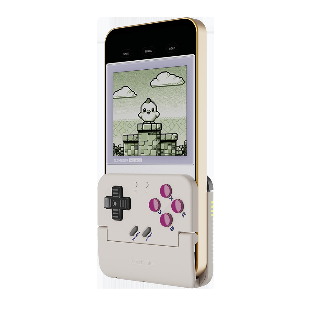 GameSir Pocket Taco 官方主視覺，奶油白機身、十字鍵與紫色 ABXY 按鍵
